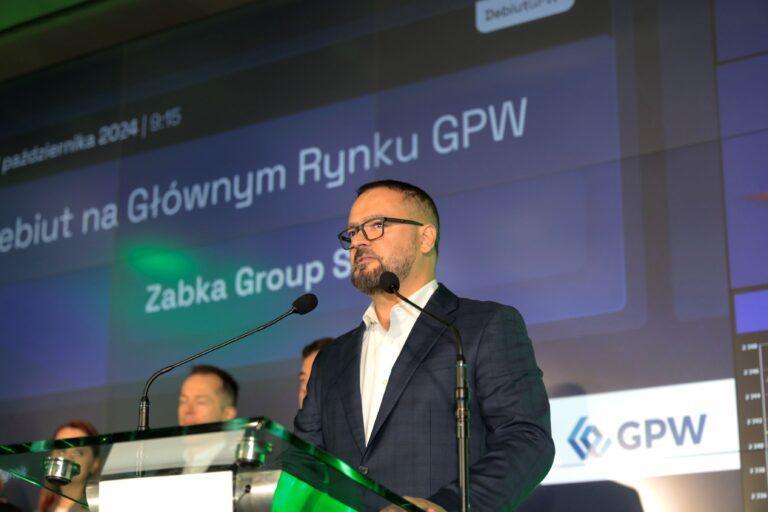 Tomasz Suchański, prezes Żabki, podczas debiutu spółki na GPW