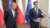 Premier Donald Tusk i minister finansów Andrzej Domański