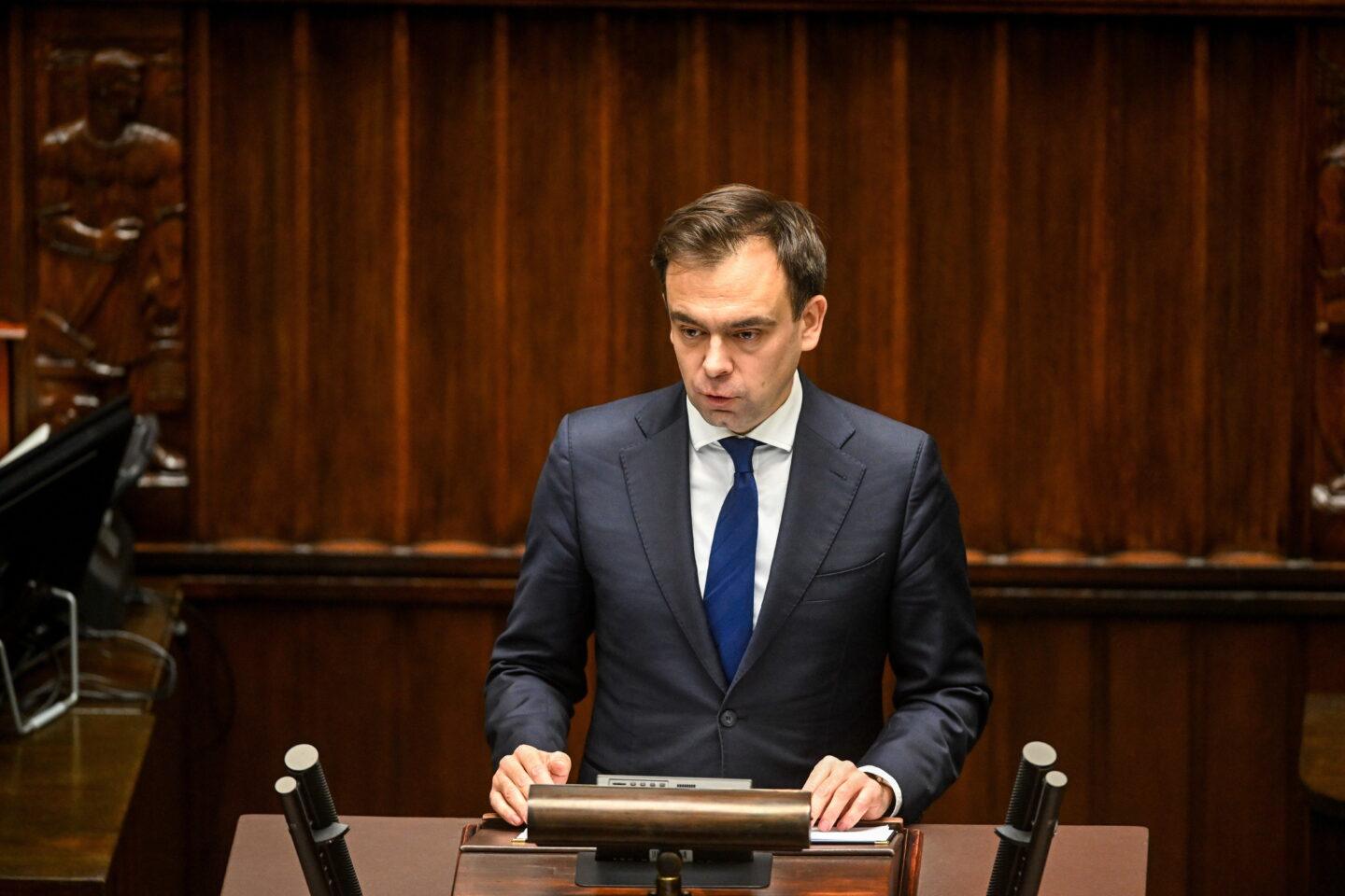 Minister finansów Andrzej Domański w Sejmie