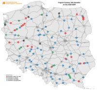 Grafika przedstawia mapę programu budowy 100 obwodnic