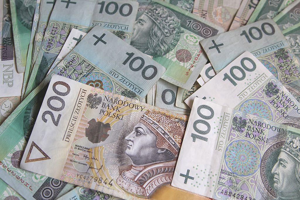 Zdjęcie przedstawia banknoty polskiej waluty (złoty, PLN)