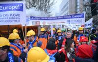 Protest pracowników przemysłu w Brukseli