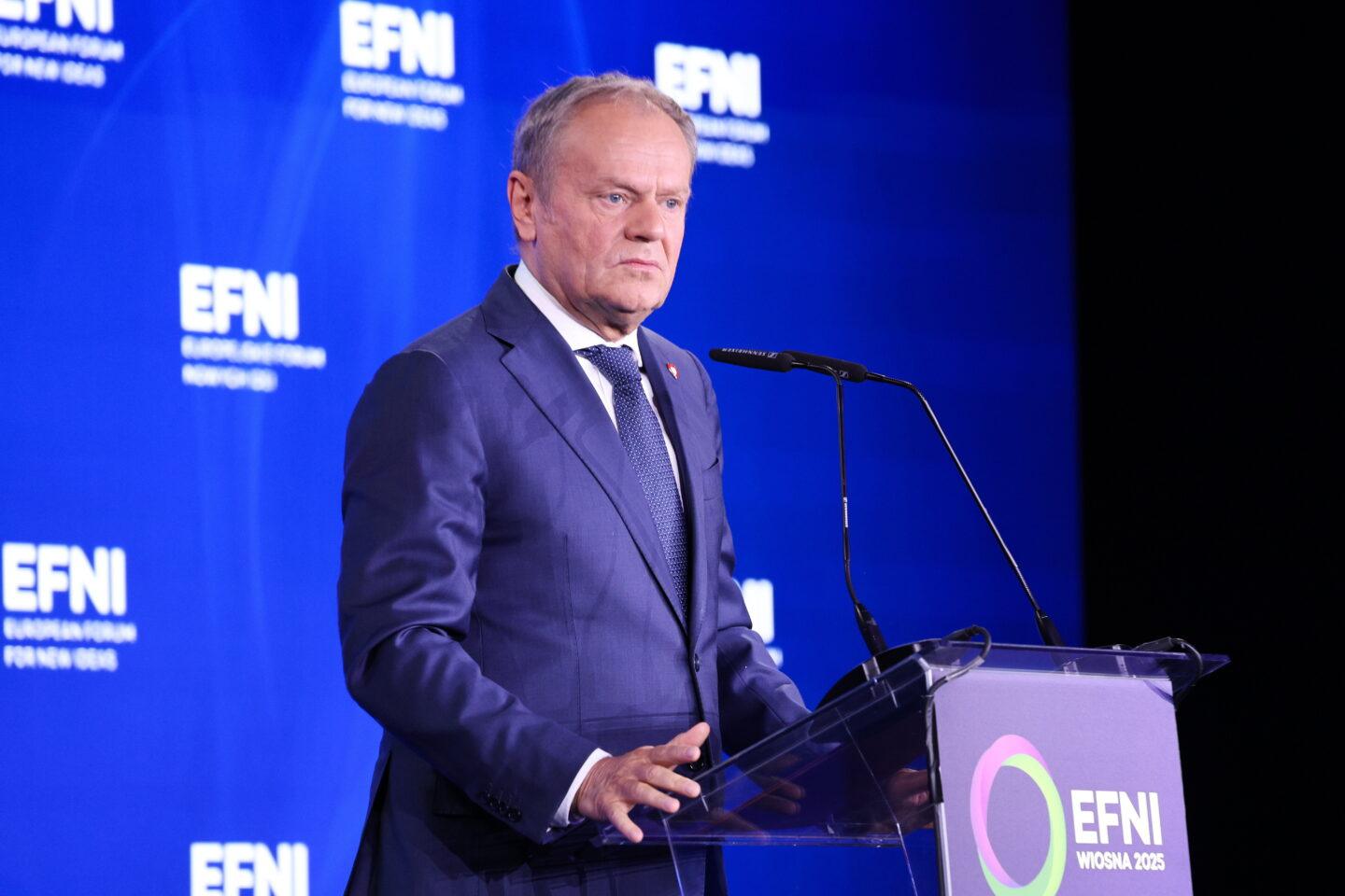 Premier Donald Tusk przemawia podczas otwarcia wiosennej edycji Europejskiego Forum Nowych Idei