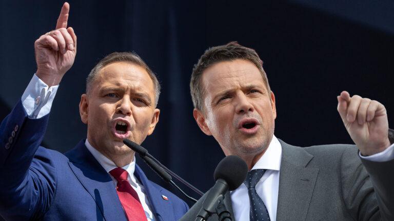 Dwaj rywale w wyścigu prezydenckim: Karol Nawrocki i Rafał Trzaskowski