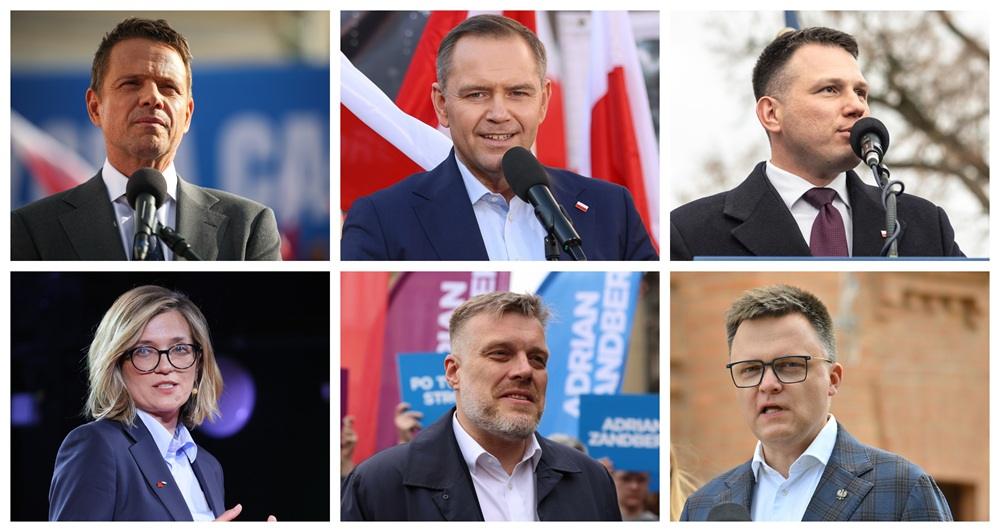 Rafał Trzaskowski, Karol Nawrocki, Sławomir Mentzen, Magdalena Biejat, Adrian Zandberg, Szymon Hołownia