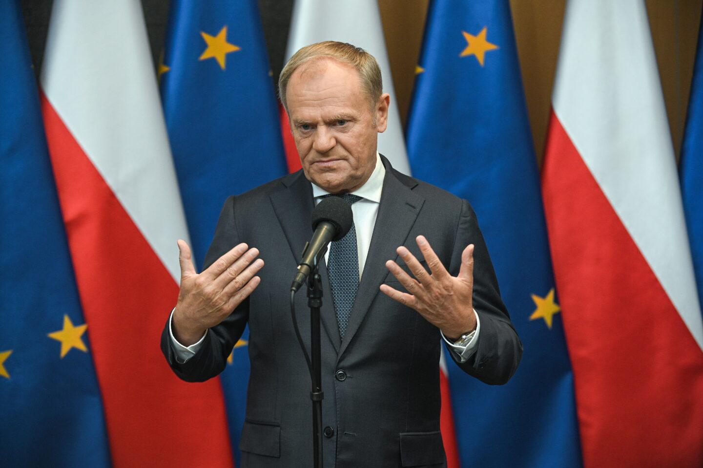 Premier Donald Tusk na zdjęciu z 9 maja 2025 r.