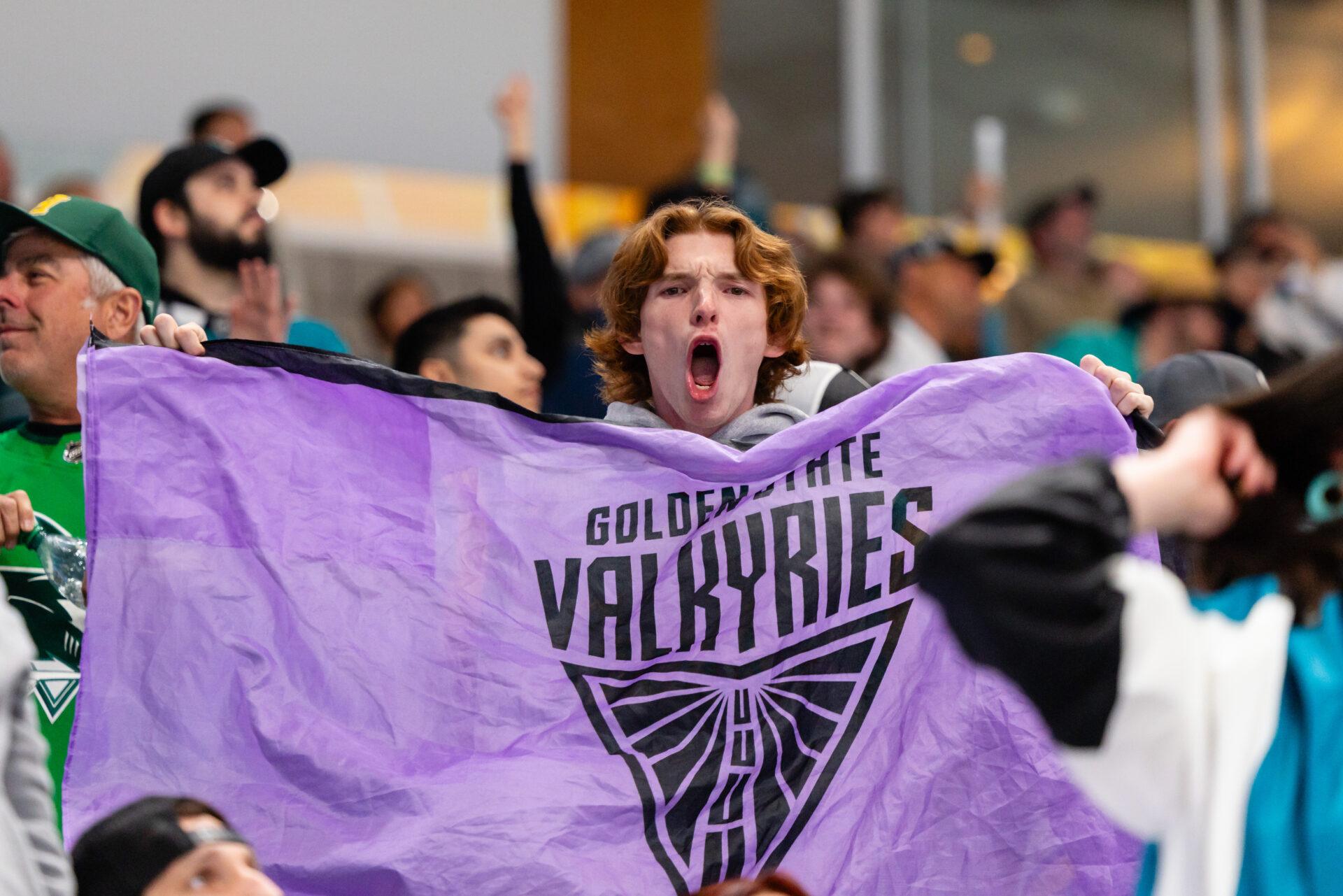 Kibic z flagą Valkyries