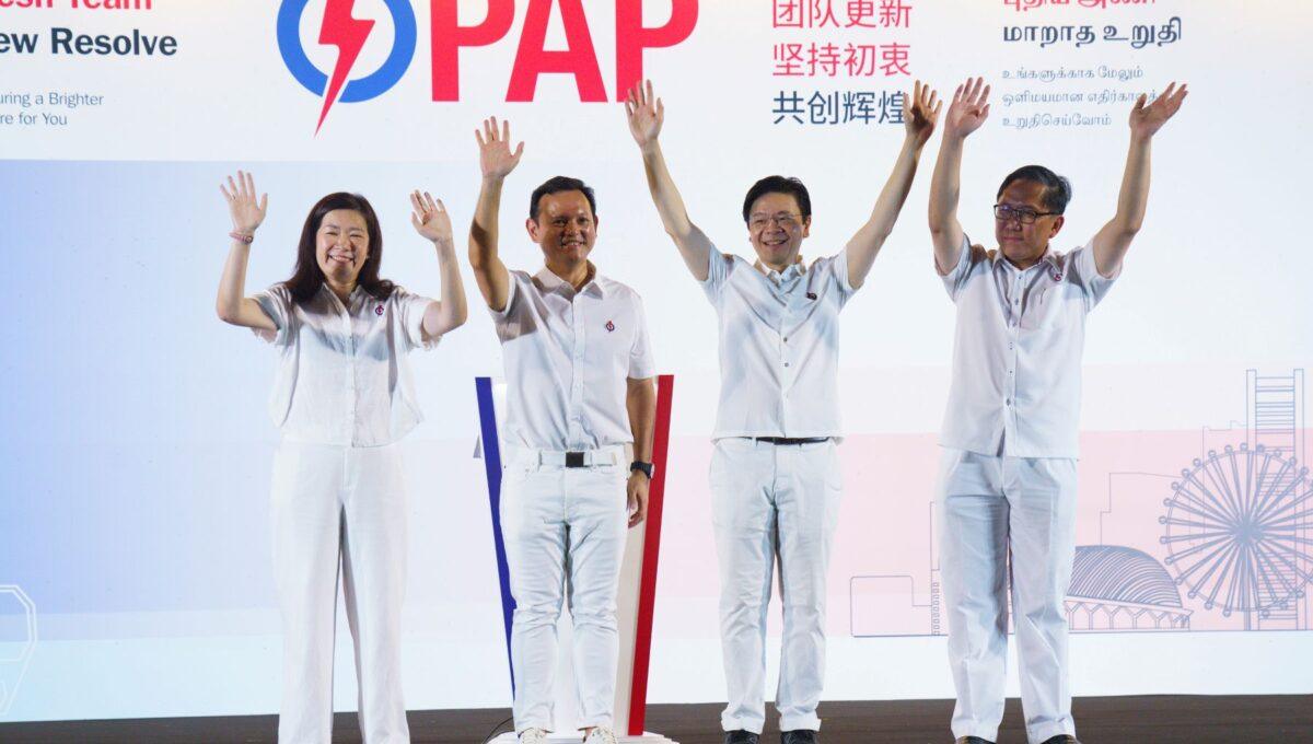 Partia Akcji Ludowej wygrywa wybory w Singapurze, premier Lawrence Wong trzeci od lewej