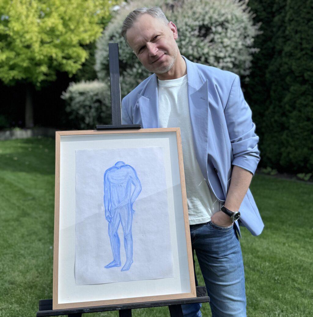 Bartosz Berestecki, prezes spółki PayTel, z pracą Róży Litwy (bez tytułu)