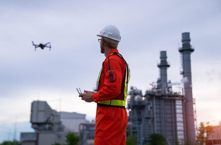 Dron nad placem budowy