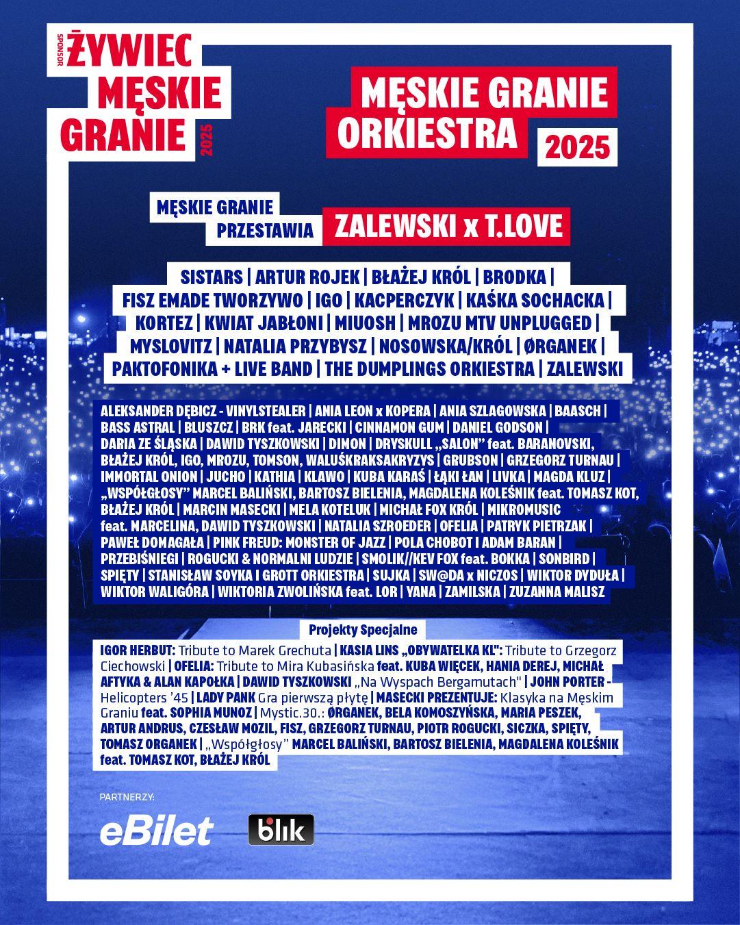 Lista artystów, którzy wystąpią na Męskim Graniu w 2025 roku