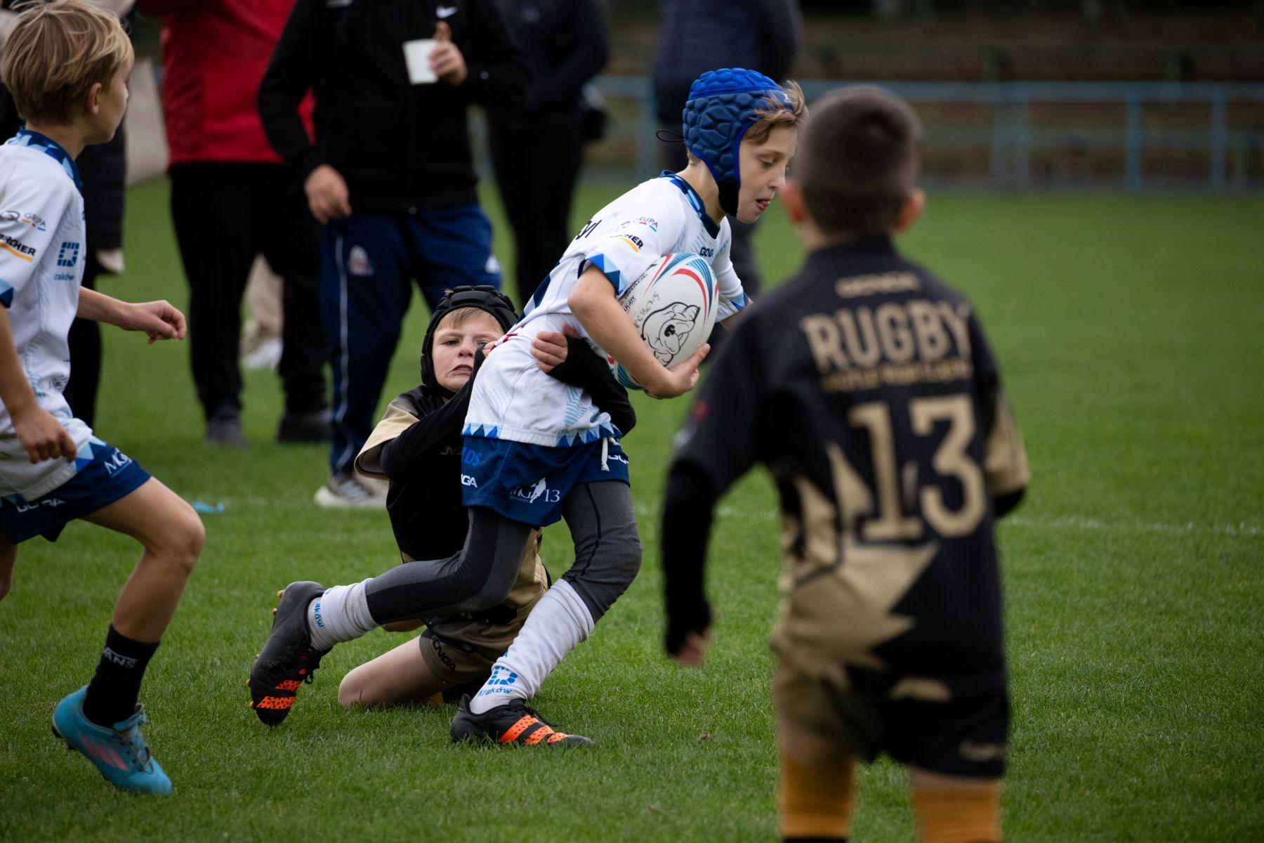 Na zdjęciu mecz młodych polskich rugbistów