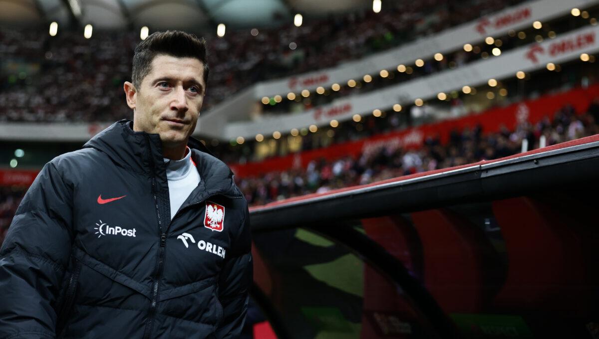 Robert Lewandowski z Polski przed meczem Ligi Narodów UEFA Polska – Chorwacja na Stadionie Narodowym w Warszawie