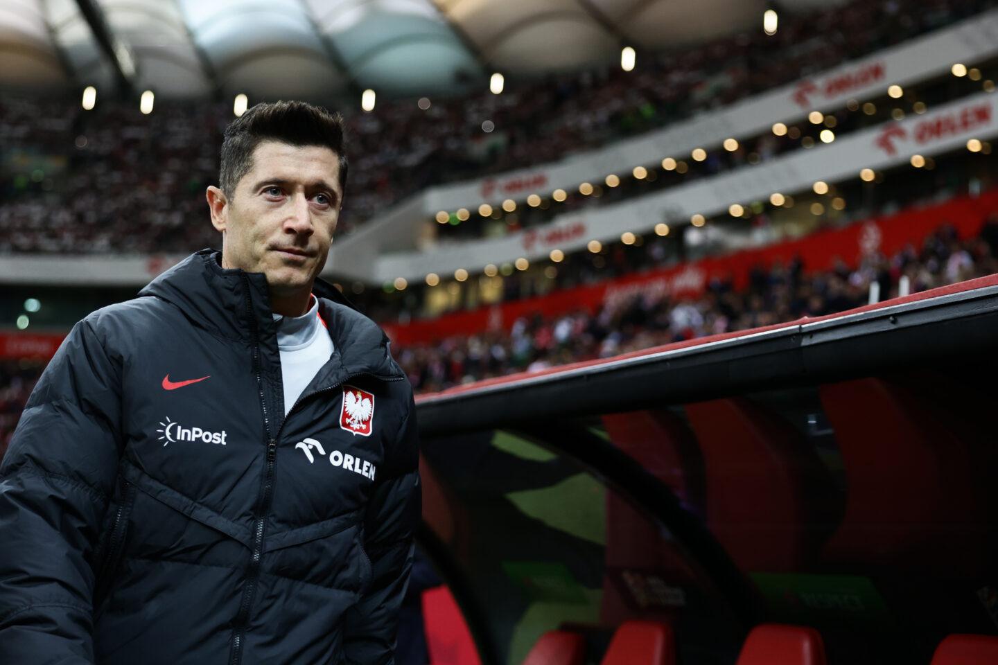 Robert Lewandowski z Polski przed meczem Ligi Narodów UEFA Polska – Chorwacja na Stadionie Narodowym w Warszawie