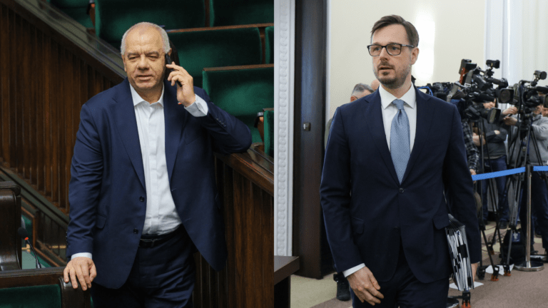 Były minister aktywów państwowych Jacek Sasin i obecny szef MAP Jakub Jaworowski