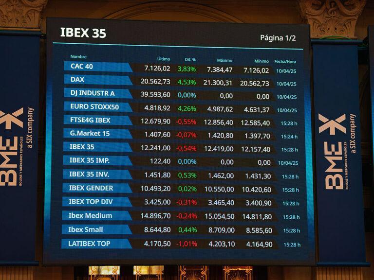 Na zdjęciu wyświetlacz na hiszpańskiej giełdzie