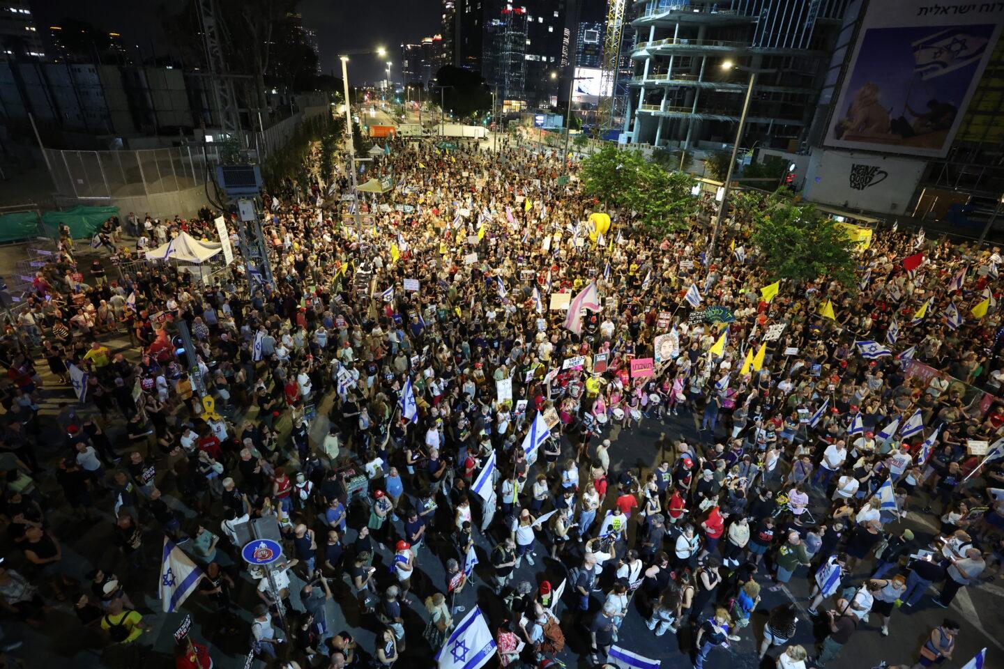 Protesty przeciw wojnie w Strefie Gazy, Tel Awiw 16 sierpnia 2025 r.