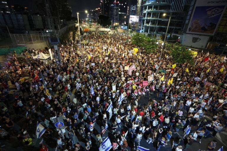 Protesty przeciw wojnie w Strefie Gazy, Tel Awiw 16 sierpnia 2025 r.