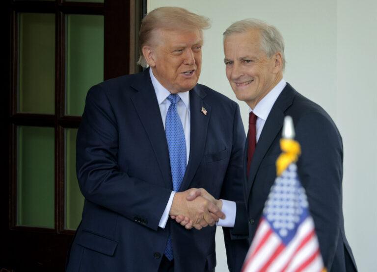 Na zdjęciu prezydent USA Donald Trump (z lewej) i premier Norwegii Jonas Gahr Stoere