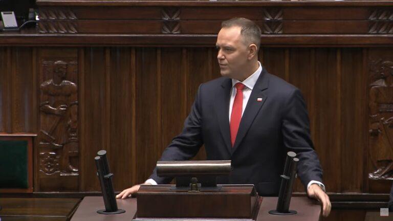 Karol Nawrocki podczas orędzia. Fot.: Sejm RP/Youtube