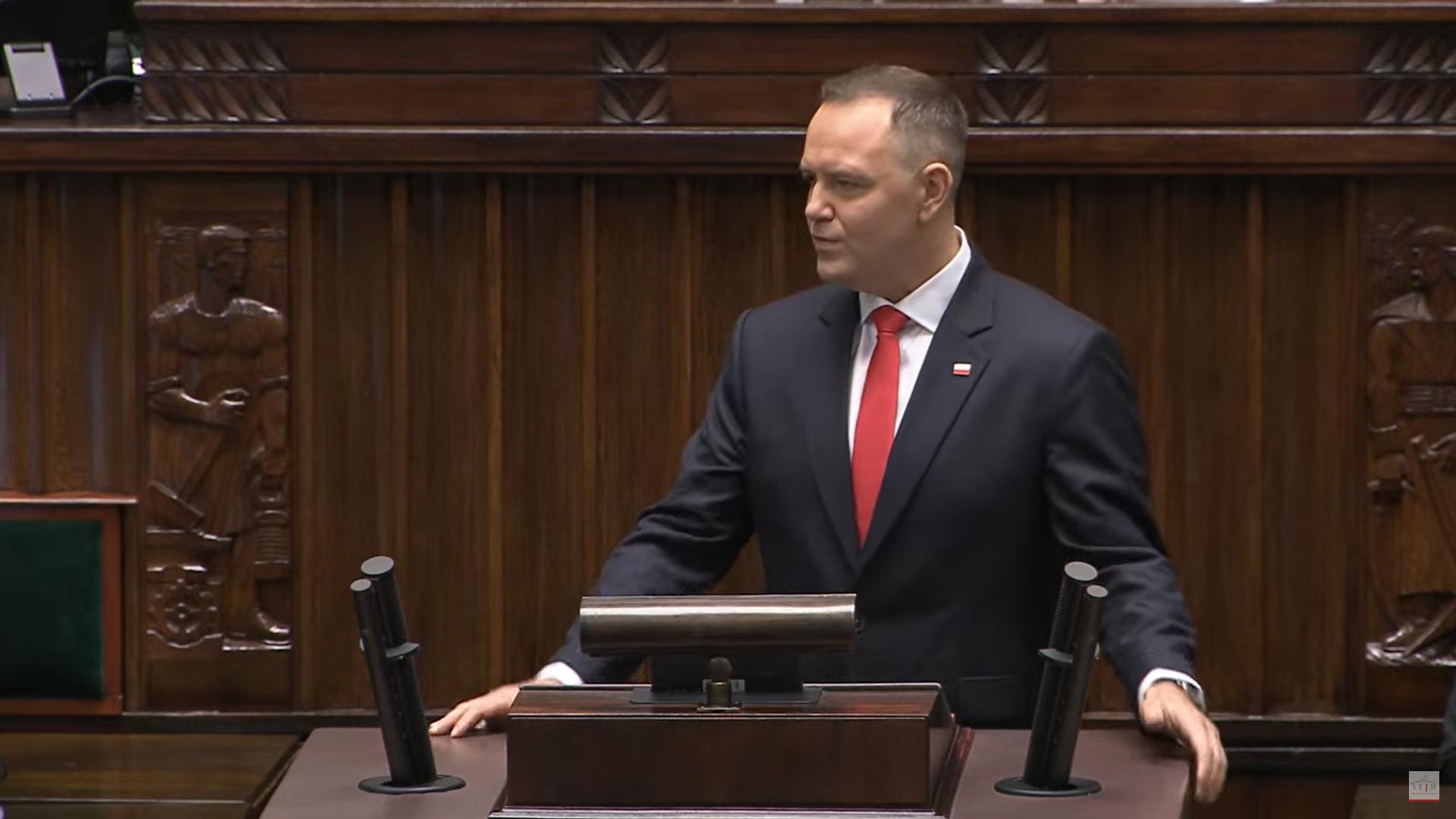 Karol Nawrocki podczas orędzia. Fot.: Sejm RP/Youtube