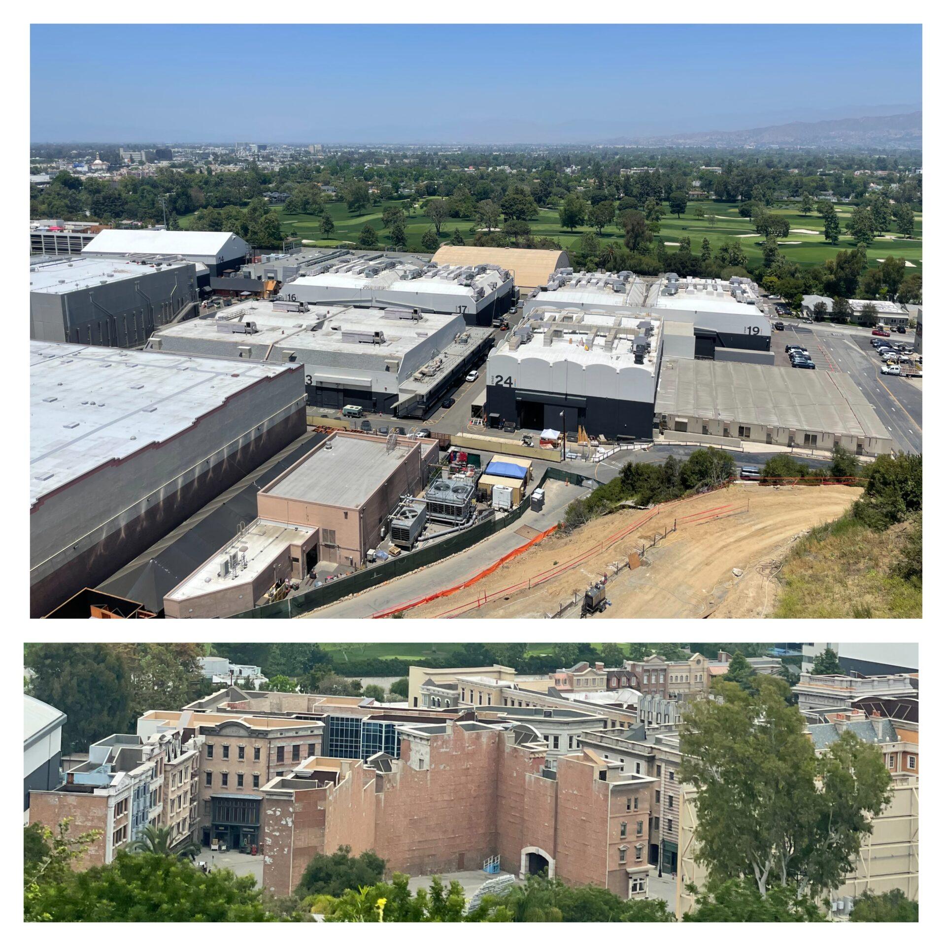 Fragmenty studia filmowego Universala z lotu ptaka.