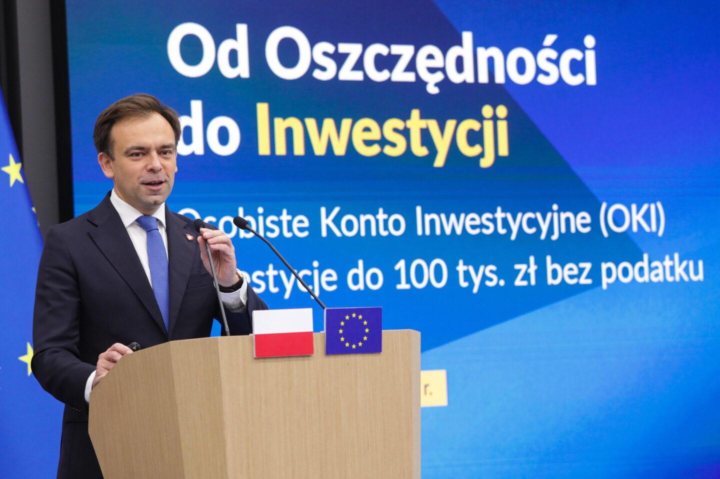Minister finansów i gospodarki Andrzej Domański na prezentacji założeń OKI