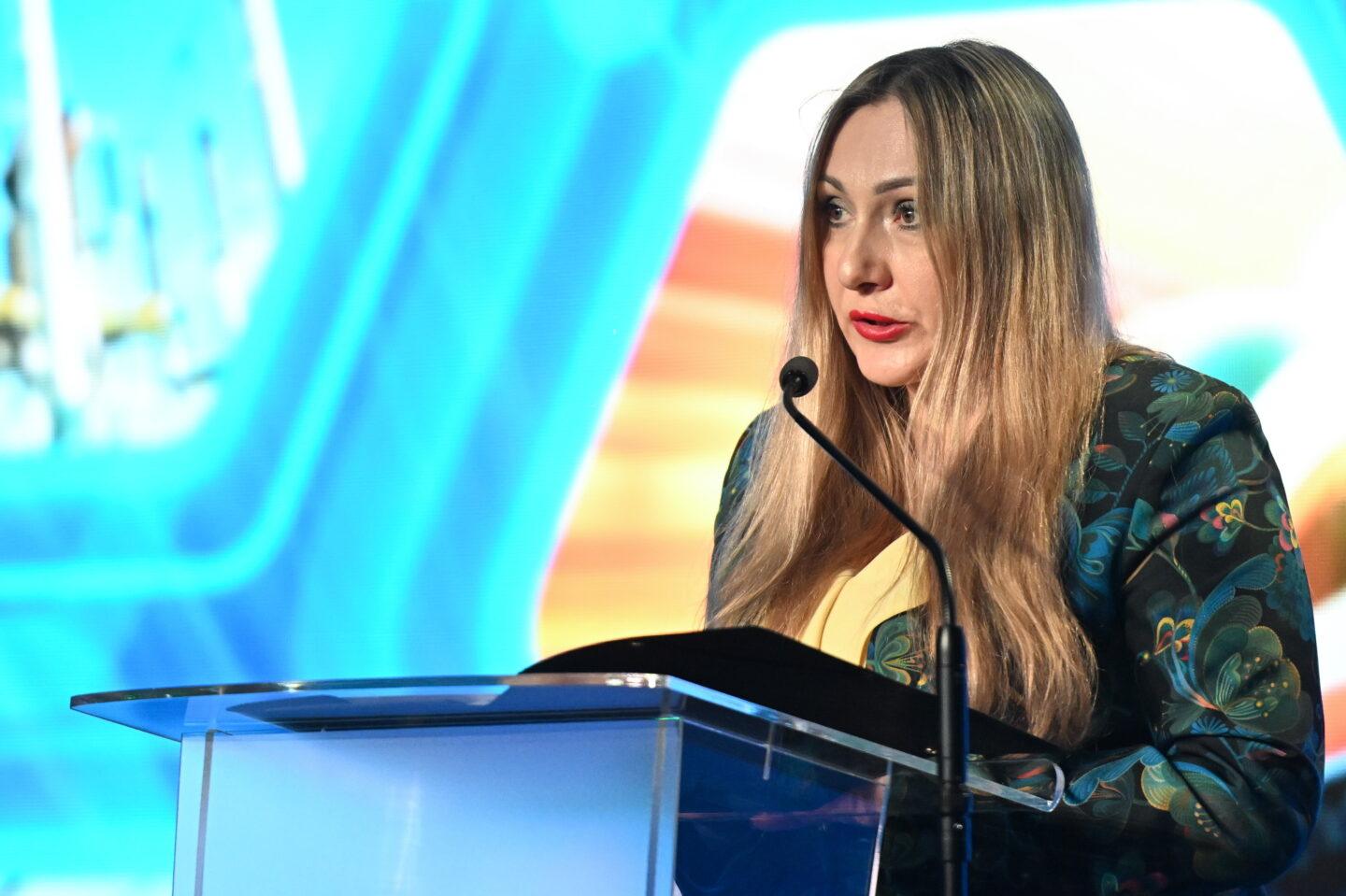 Na zdjęciu Renata Mroczek, prezeska URE