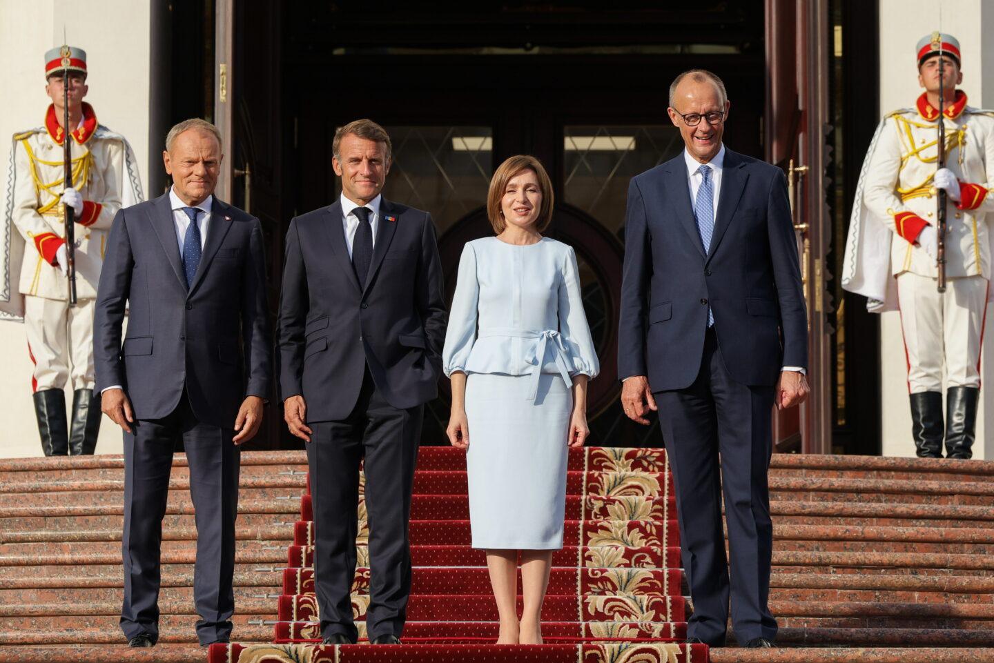 Maia Sandu, Emmanuel Macron, Friedrich Merz, Donald Tusk