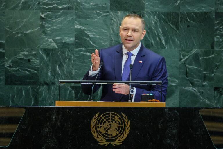 Prezydent RP Karol Nawrocki przemawia podczas debaty generalnej 80. Sesji Zgromadzenia Ogólnego ONZ w Nowym Jorku