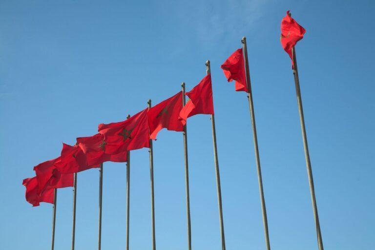 Flaga Maroka, Essaouira, Moroko.