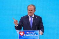 Premier Donald Tusk na konwencji Koalicji Obywatelskiej w Warszawie, 25 października 2025 r.