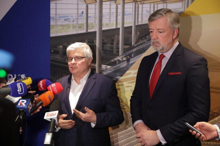Od lewej: Maciej Lasek, wiceminister infrastruktury i pełnomocnik ds. budowy CPK, Filip Czernicki, prezes CPK
