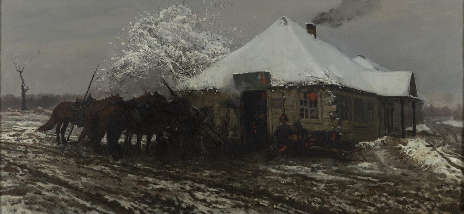 Obraz Józefa Chełmońskiego "Kozacy przed karczma"