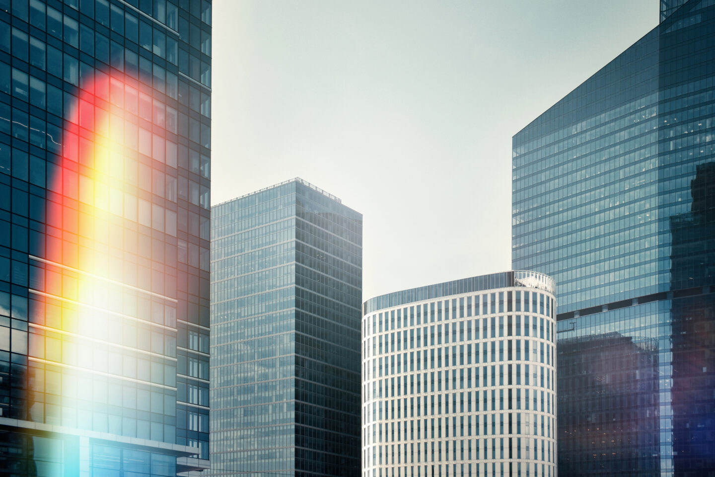 Modern highrise office buildings in Downtown Warsaw, Poland