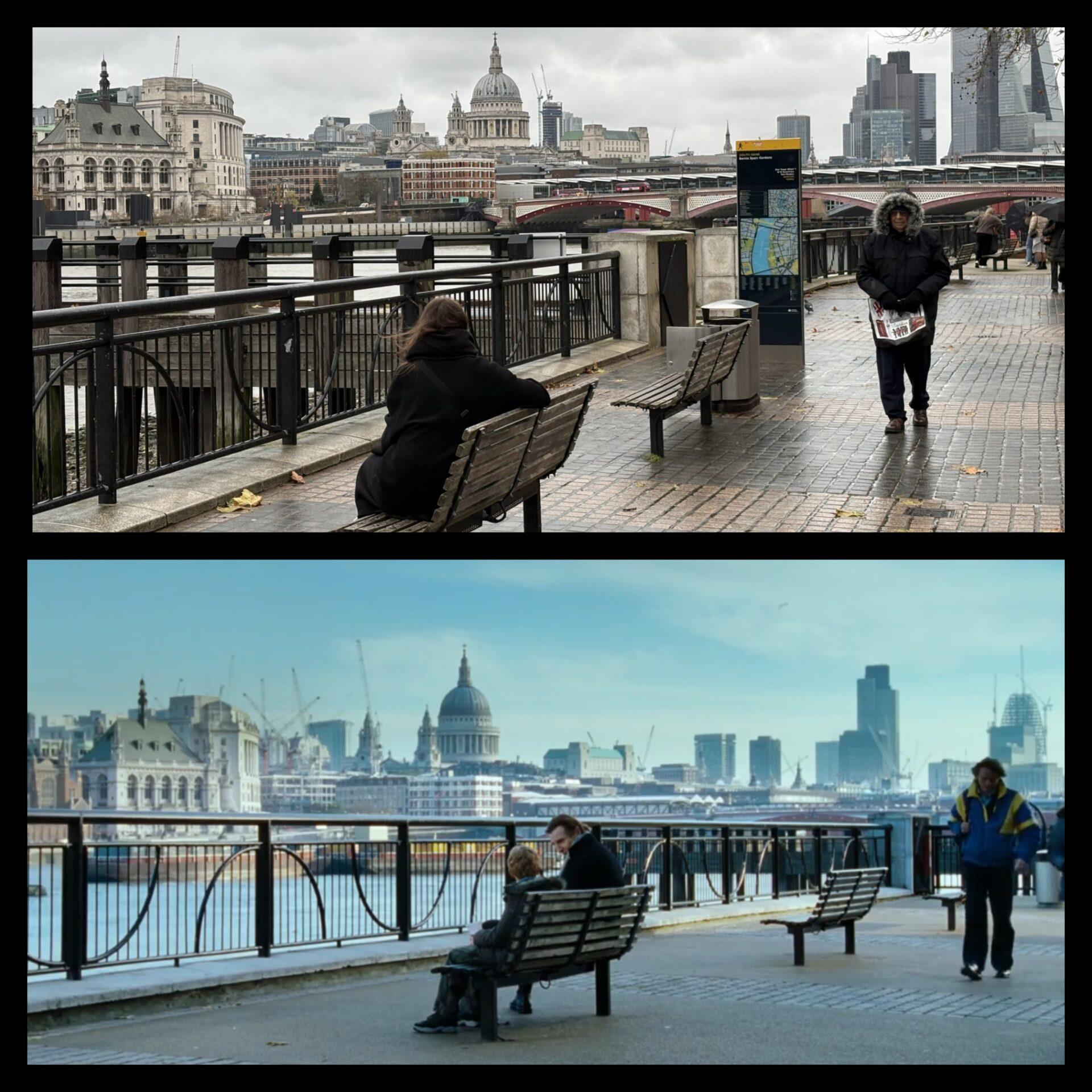 Londyn, miejsce z filmu "to właśnie miłość", wczoraj i dziś.