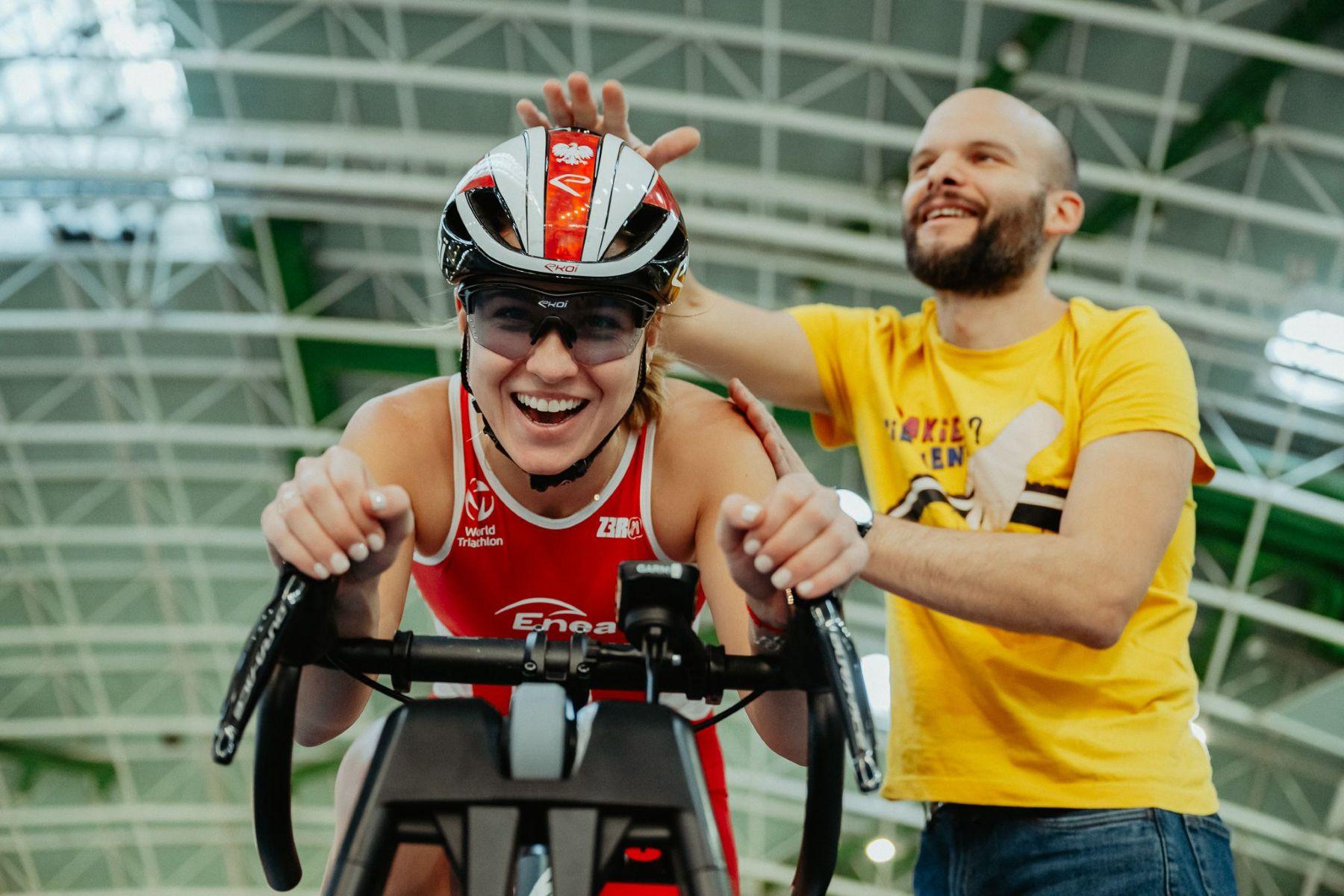 Piotr Klin podczas pracy nad odpowiednią pozycją do jazdy