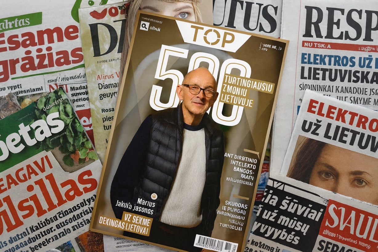 Magazyn "TOP" leżący wśród innych litewskich czasopism. 