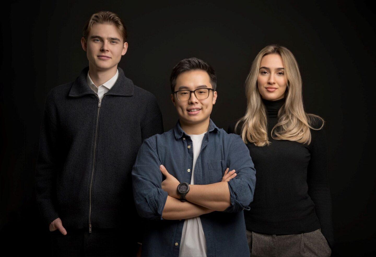 Założyciele startupu Arctis AI, od lewej: Leon Stawowiak, Dila Ekrem, Duc-Trung Nguyen