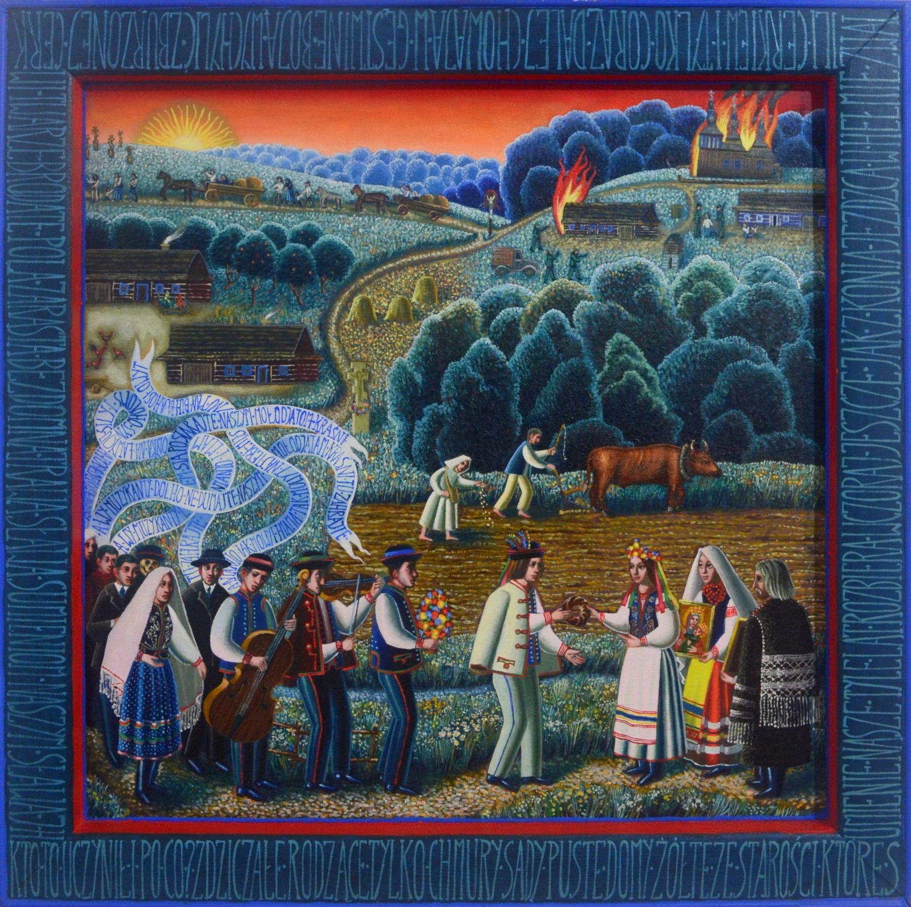 Obraz: Dawid Zdobylak, W dniu końca świat, olej na płótnie-desce, 2023-2024 