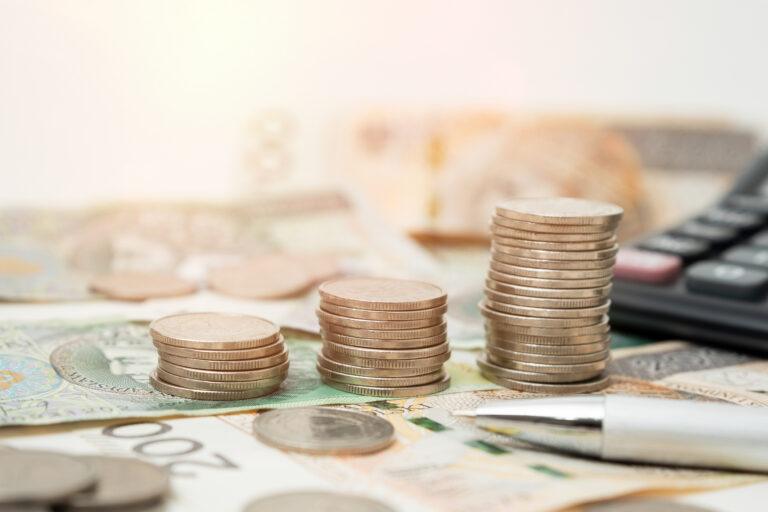 Stacks of Polish coins