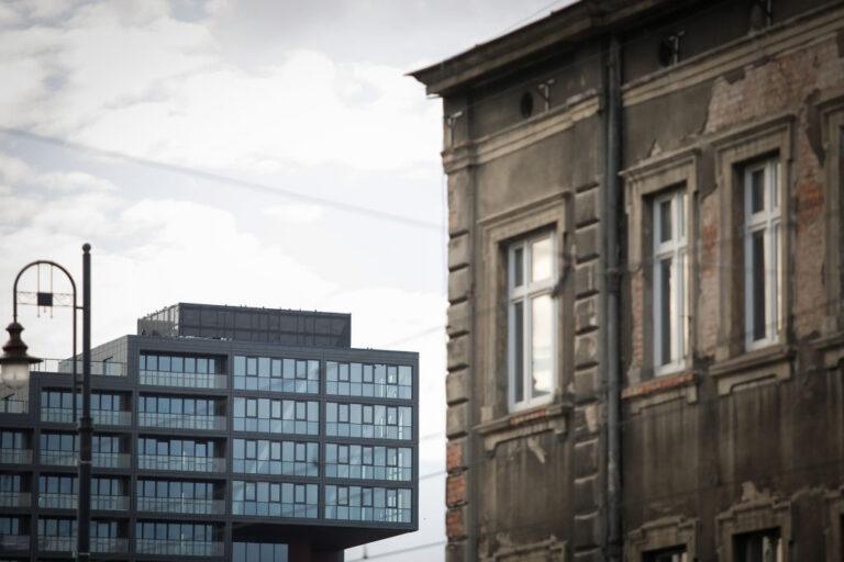 old and new buildings next to each other