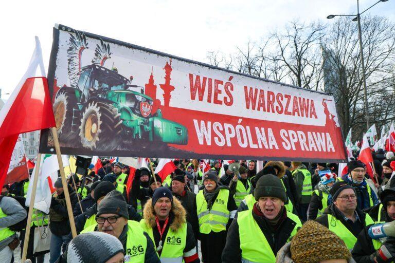 Protest rolników na ulicach Warszawy