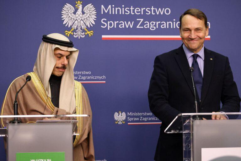 Wicepremier, minister spraw zagranicznych Radosław Sikorski (P) i minister spraw zagranicznych Królestwa Arabii Saudyjskiej książę Faisal bin Farhan Al Saud (L)
