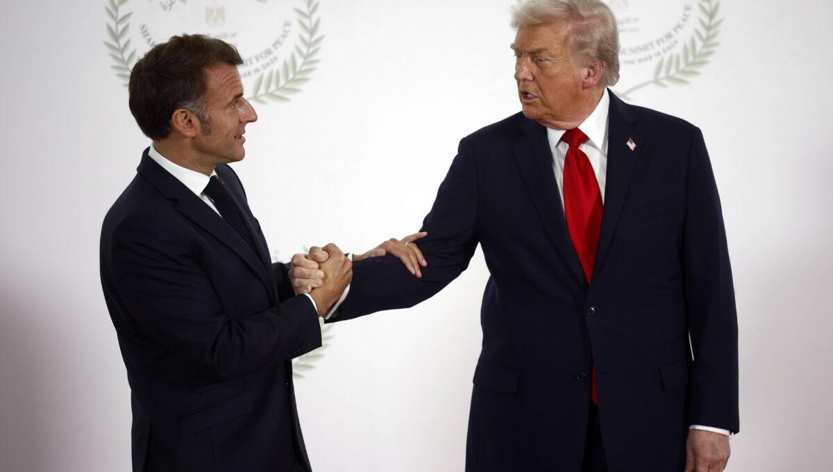 Prezydent Francji Emmanuel Macron i prezydent USA Donald Trump