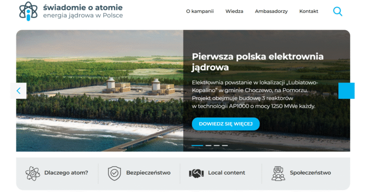 Zrzut ekranu strony internetowej swiadomieoatomie.pl