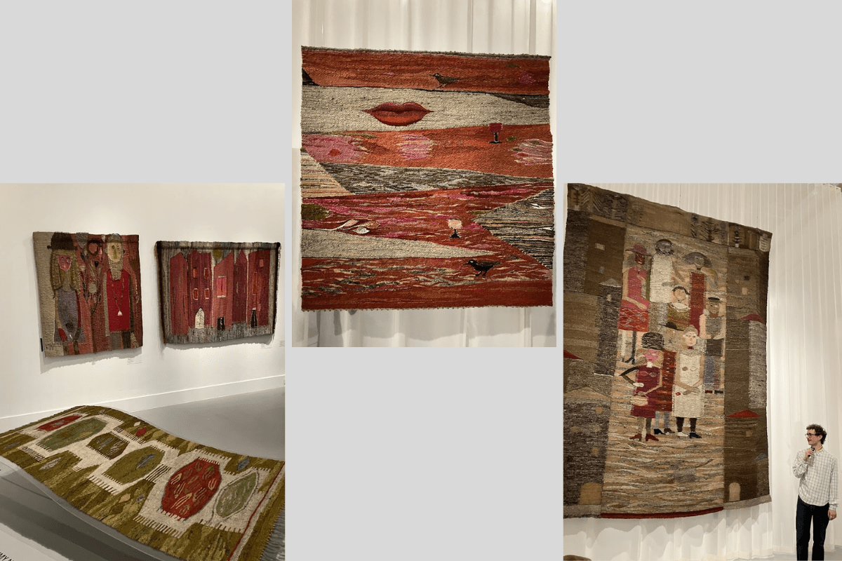 Fragmenty ekspozycji „Ja dla siebie nie istnieję”. Po prawej kurator Jędrzej Zakrzewski przy pracy „Uliczka”. 