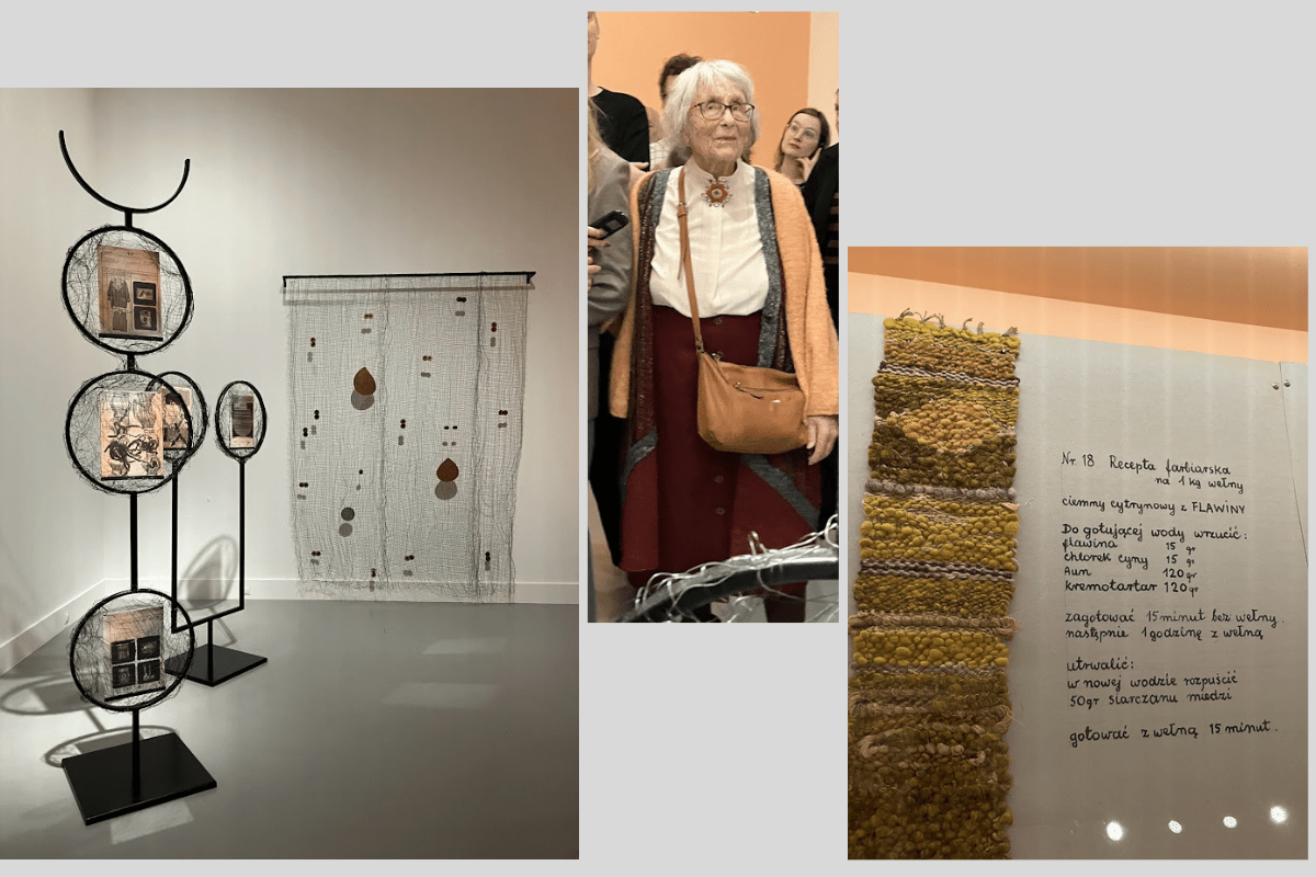 Fragmenty ekspozycji „Ja dla siebie nie istnieję”. Pośrodku Krystyna Wojtyna-Drouet w dniu otwarcia wystawy.