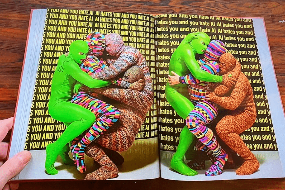 Fragment wystawy „Sztuczna inteligencja i jej konsekwencje – artystyczne postawy wobec postcyfrowych przyszłości”.