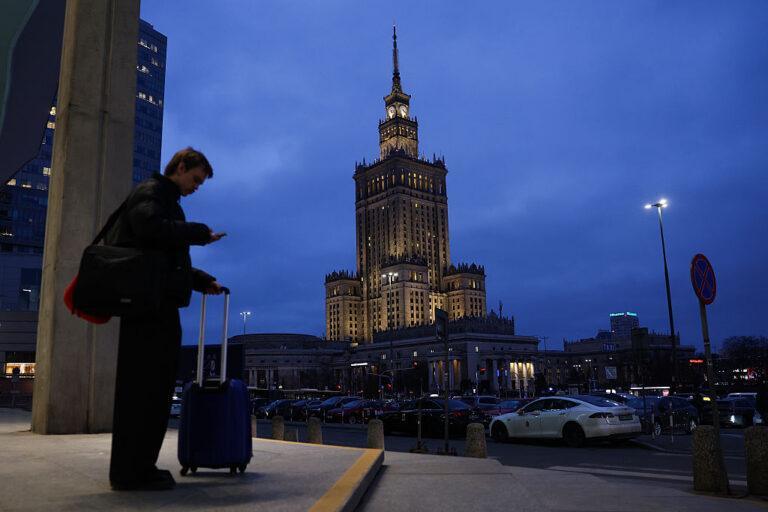 Palace of Culture and Science in Warsaw at night